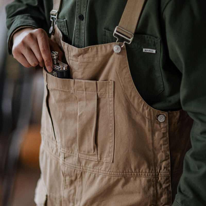 Retro Style Casual Multi-Pocket Overall Cargo Pants