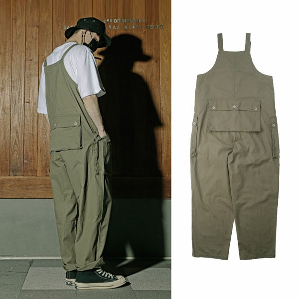 Retro Style Casual Multi-Pocket Overall Cargo Pants