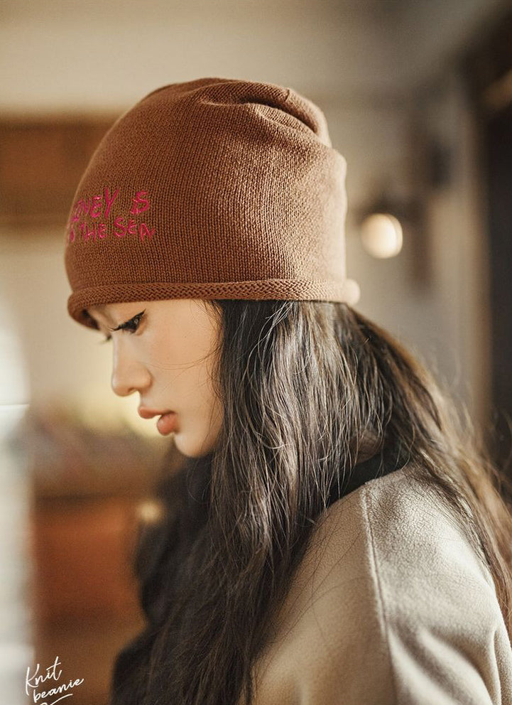 Retro Tea Brown Knit Beanie