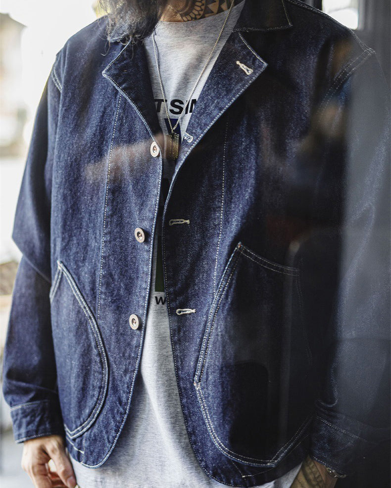 Retro Denim Workwear Navy Jacket