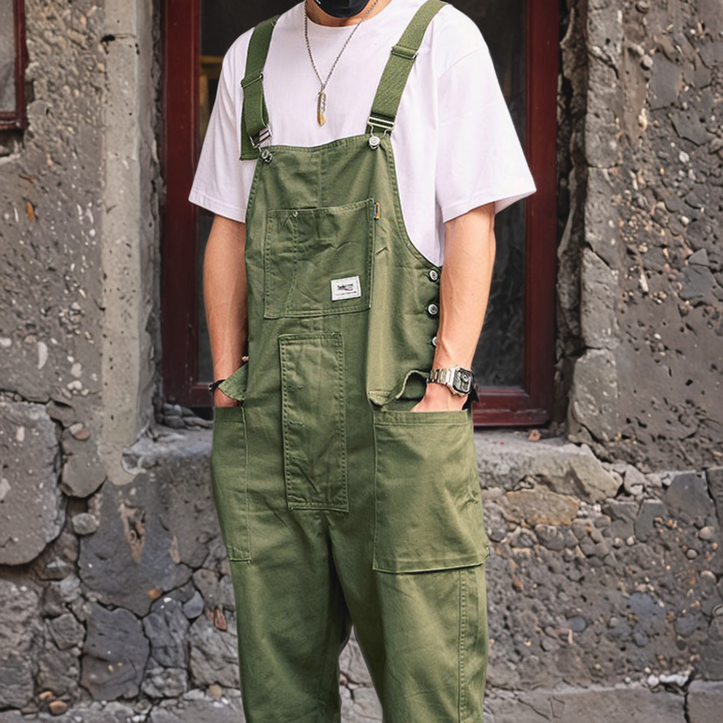 Retro Style Casual Multi-Pocket Overall Cargo Pants