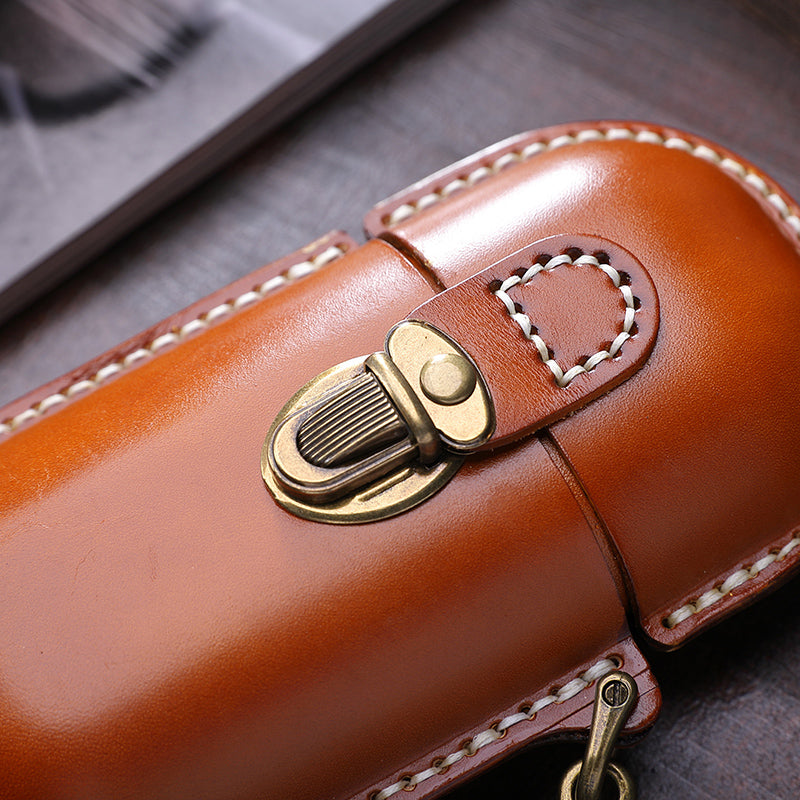 Retro Tanned Leather Glasses Case