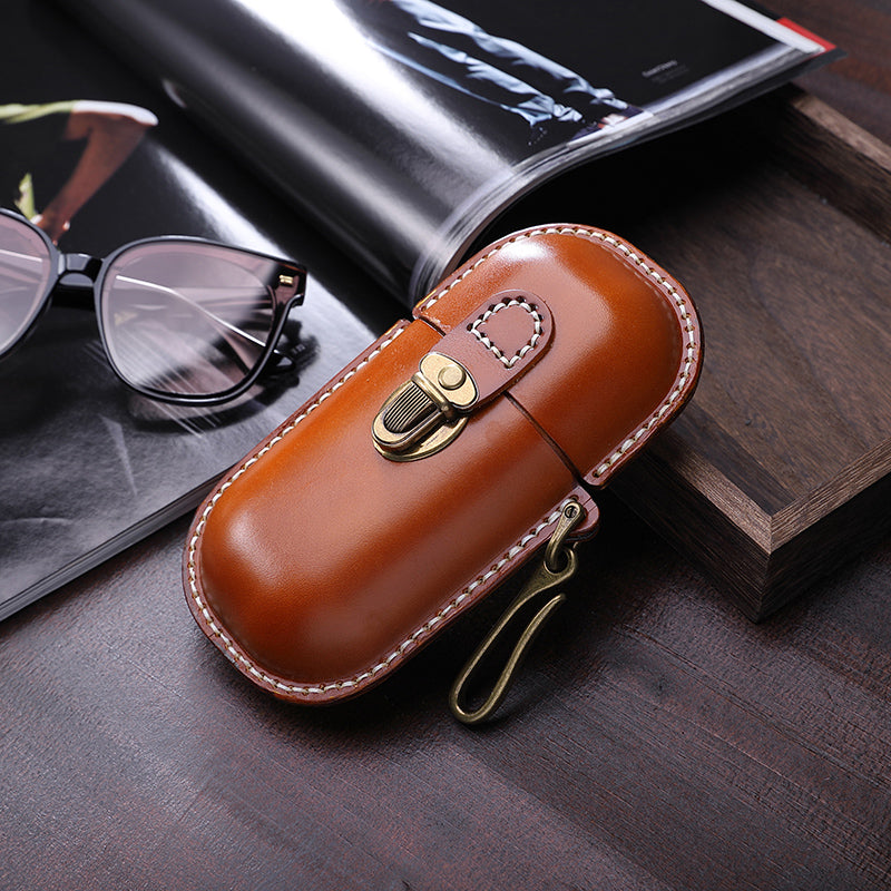 Retro Tanned Leather Glasses Case