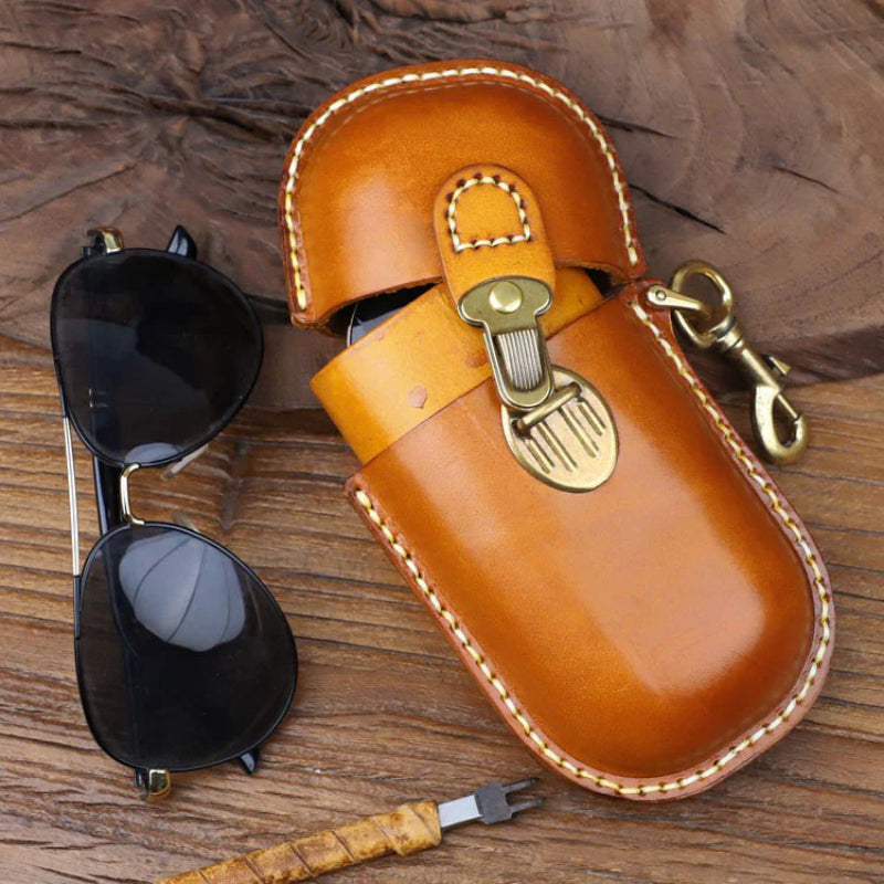 Retro Handmade Leather Glasses Case