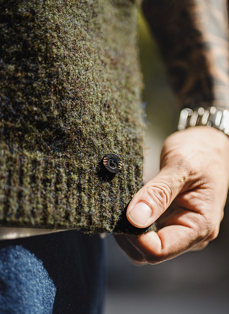 Retro Green V-neck Wool Vest