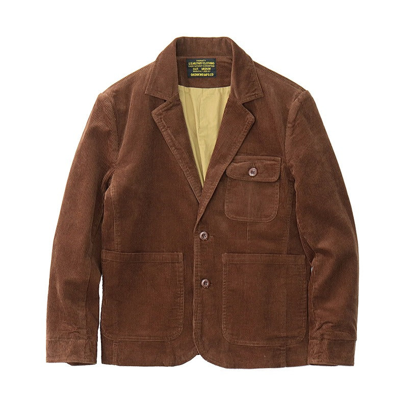 Retro Corduroy Casual Suit Outwear