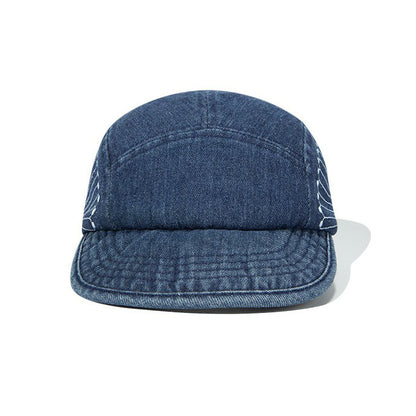 Retro Denim Embroidered Flip Hat Beret Adjustable Cap