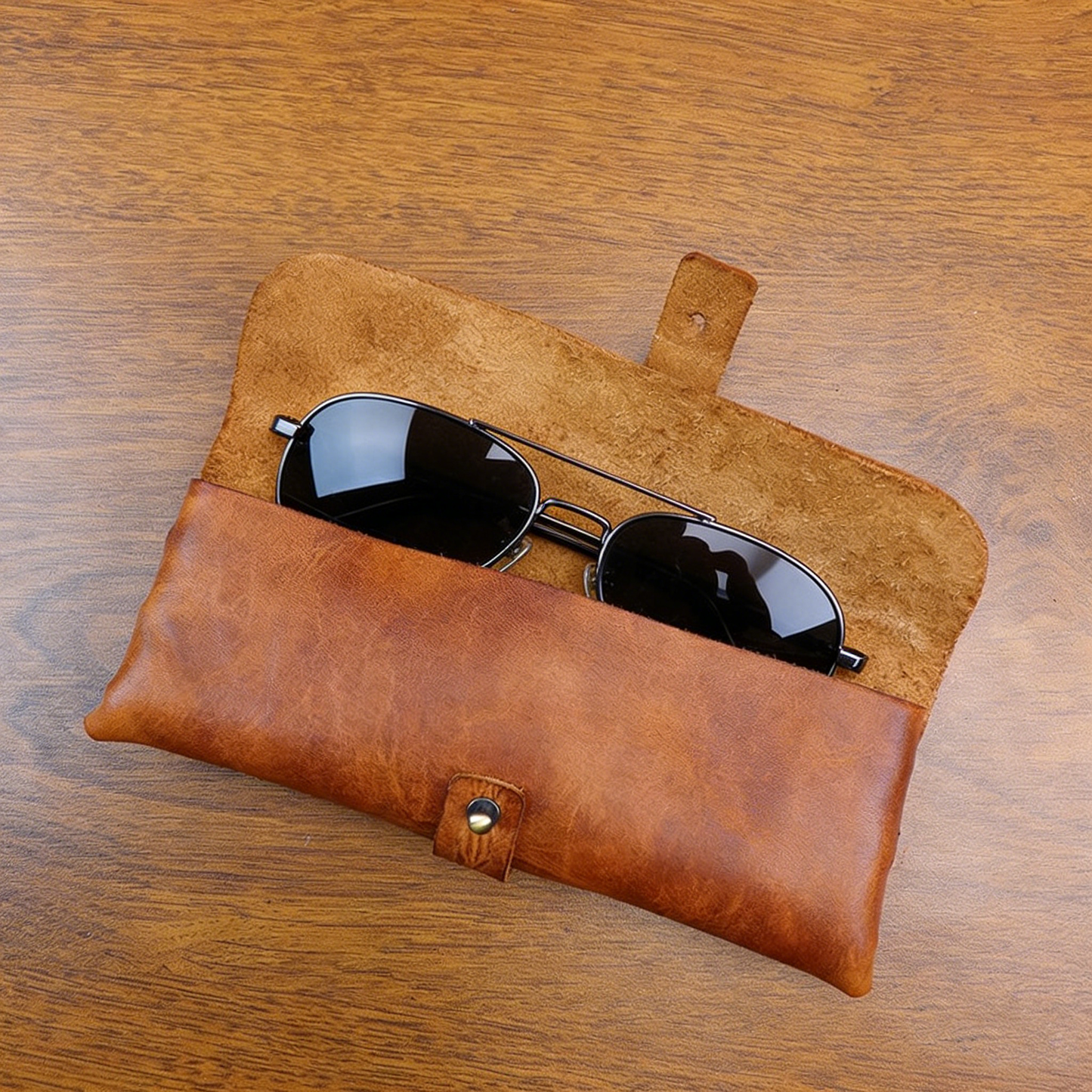 Retro Handmade Leather Pencil Case Glasses Case