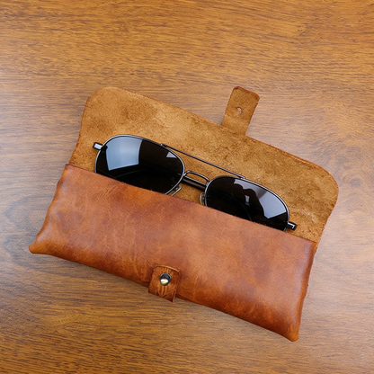 Retro Handmade Leather Pencil Case Glasses Case