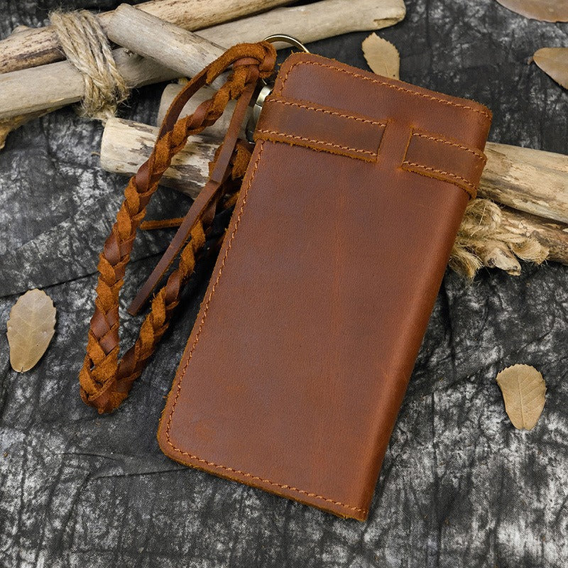 Retro Handmade Leather Multi-card Slots Long Wallet