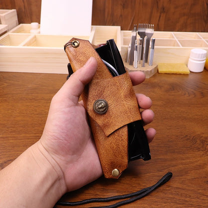 Retro Tanned Leather Handmade Glasses Case