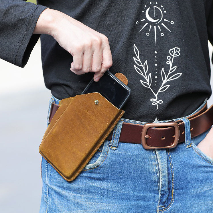 Retro Handmade Leather Phone Bags Waist Bags