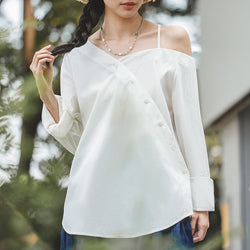 Retro Asymmetric Camisole Long-sleeve Shirt