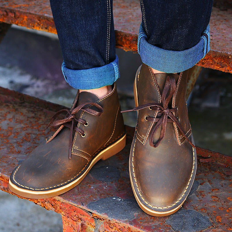 Retro Leather Autumn Low-cut Casual Shoes Ankle Boots