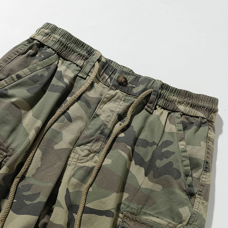 Retro Military Style Casual Cargo Camouflage Shorts