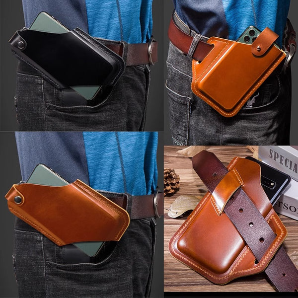 Retro Handmade Leather 6.7 inch Phone Bag