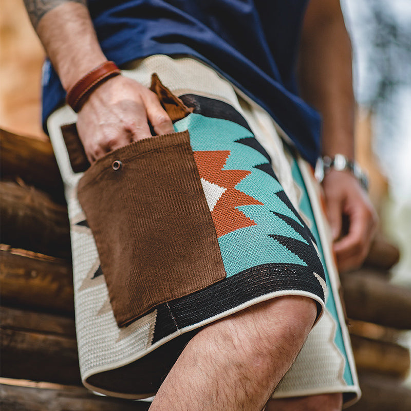Men's Embroidery Geometric Navajo Totem Shorts Drawstring Elastic Waist Shorts