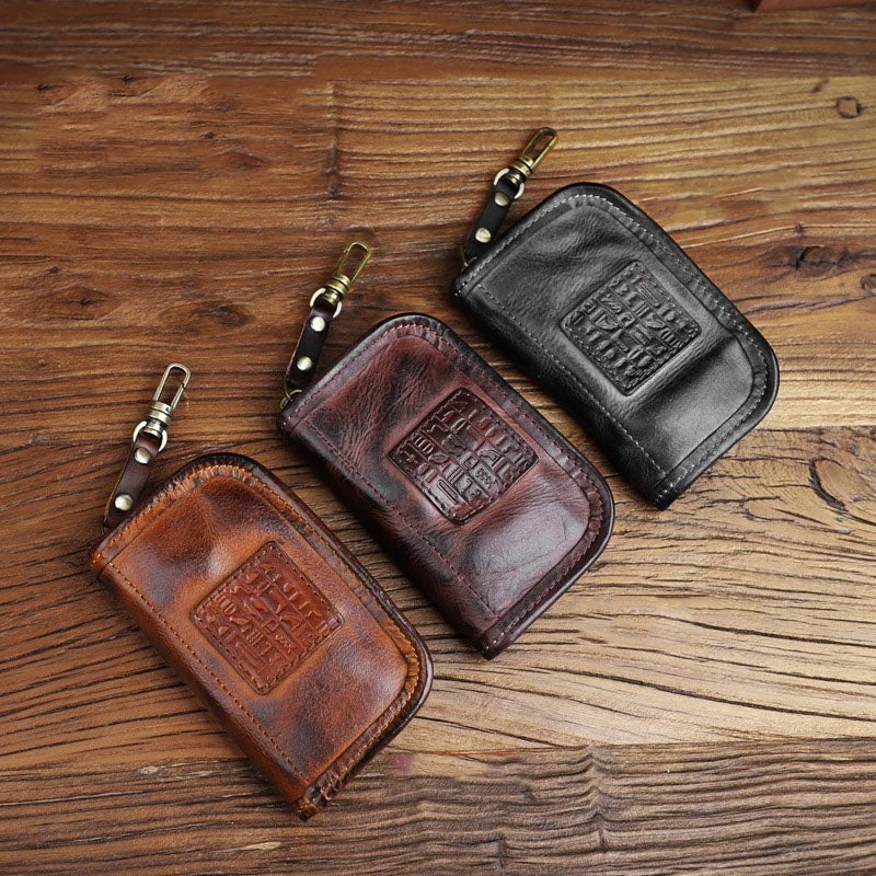 Retro Handmade Leather Key Holder Card Wallets