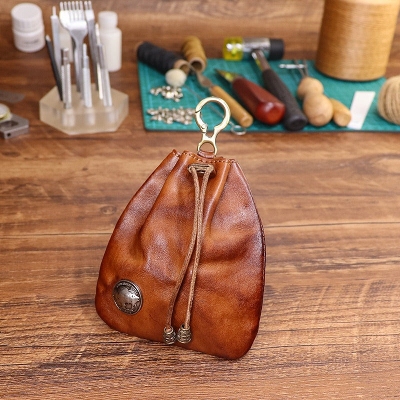 Retro Handmade Leather Coin Bag Storage Bag