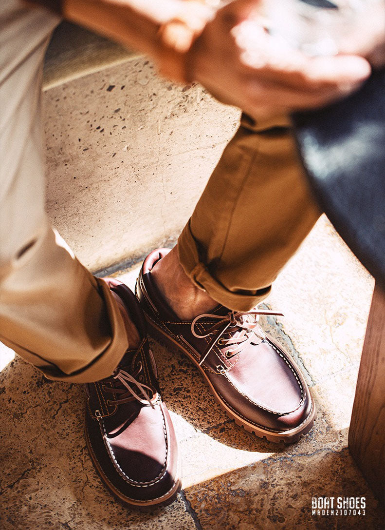 Retro Leather Classic Boat Shoes Work Shoes