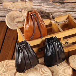 Retro Handmade Leather Coin Bag Storage Bag