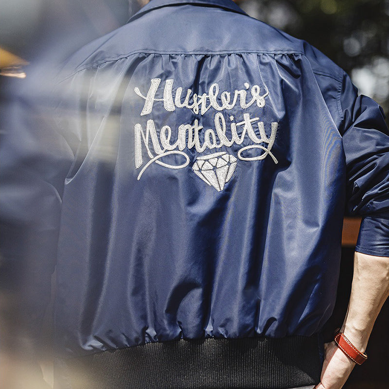 Retro Navy Blue Embroidery Work Jacket