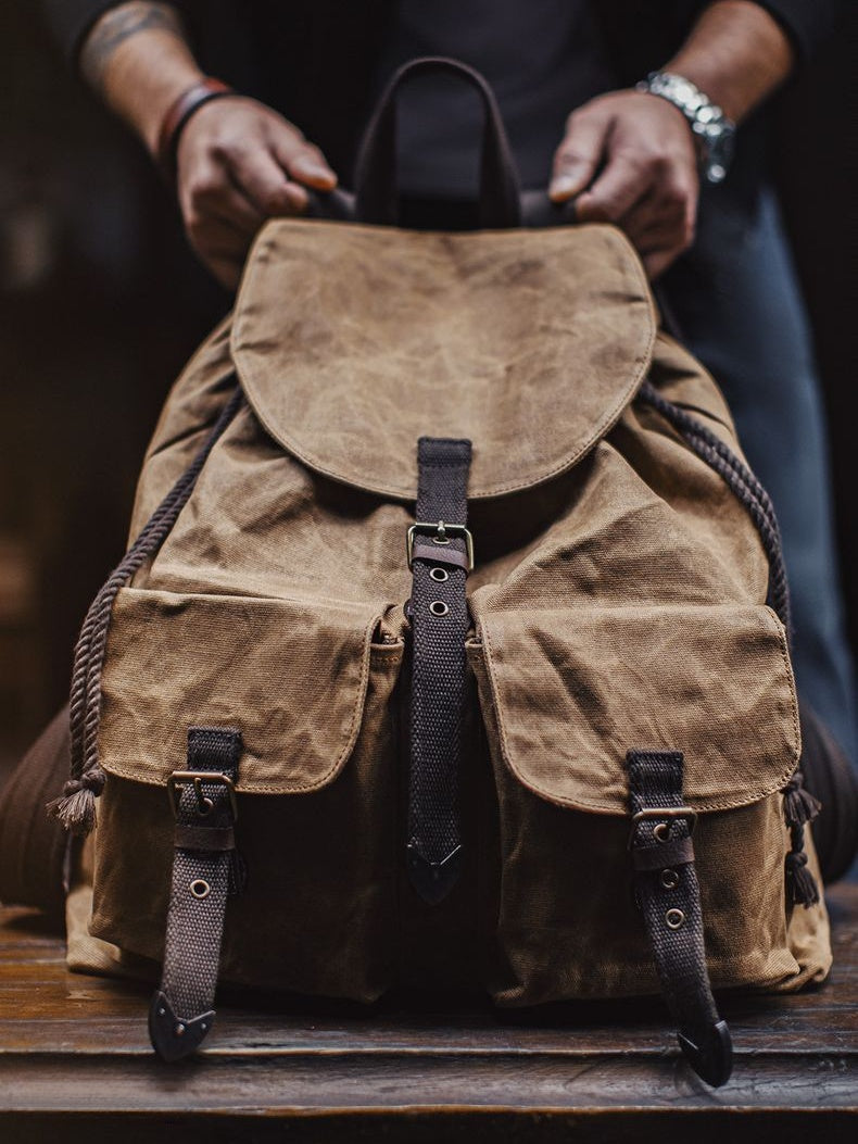 Retro Waxed Canvas Backpack