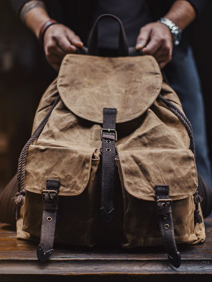 Retro Waxed Canvas Backpack