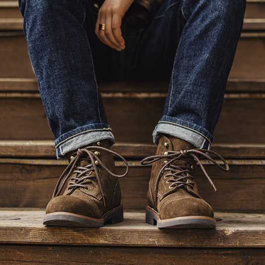 Retro Leather Lacing Soft-soled Suede Shoes