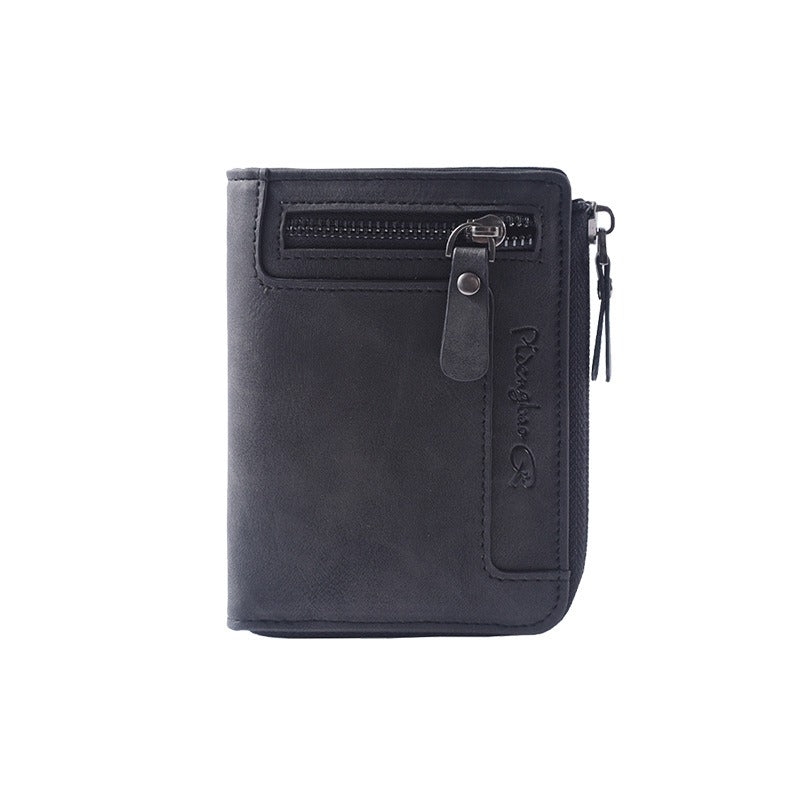 Retro Leather Zipper Short Wallet