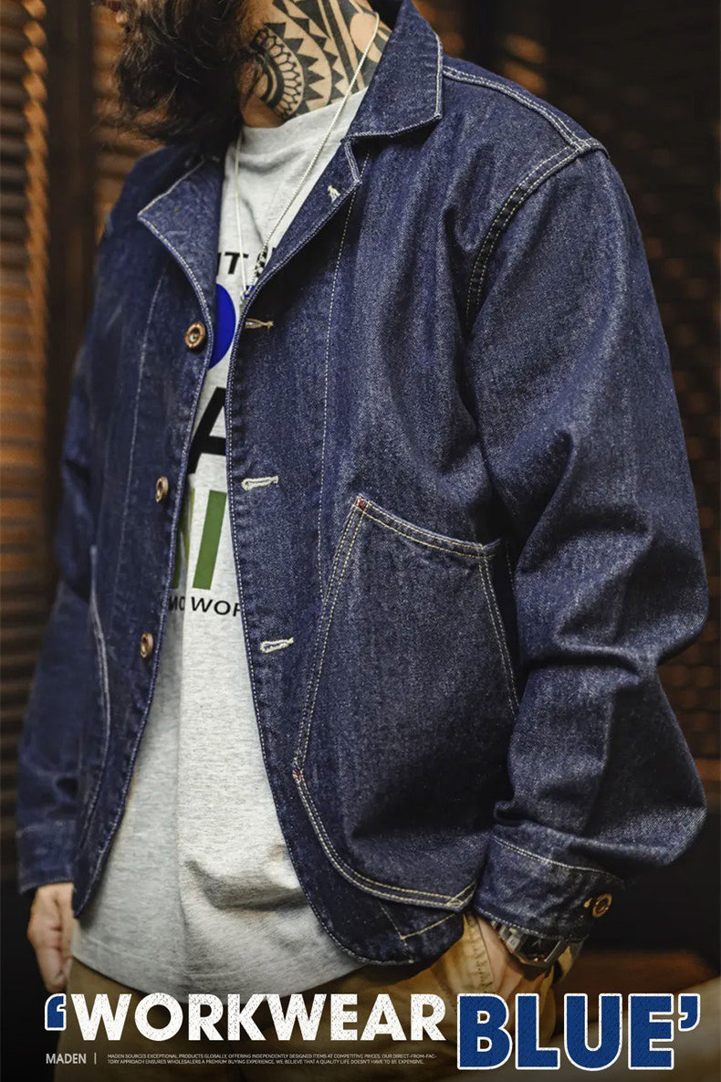 Retro Denim Workwear Navy Jacket