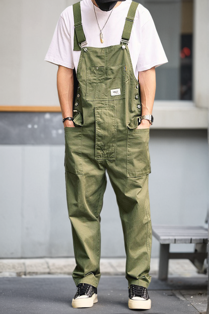 Retro Style Casual Multi-Pocket Overall Cargo Pants