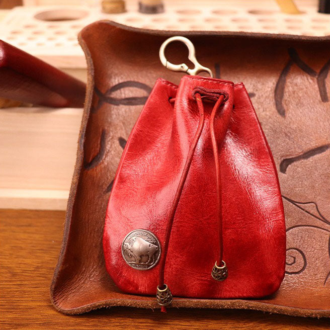 Retro Handmade Leather Coin Bag Storage Bag