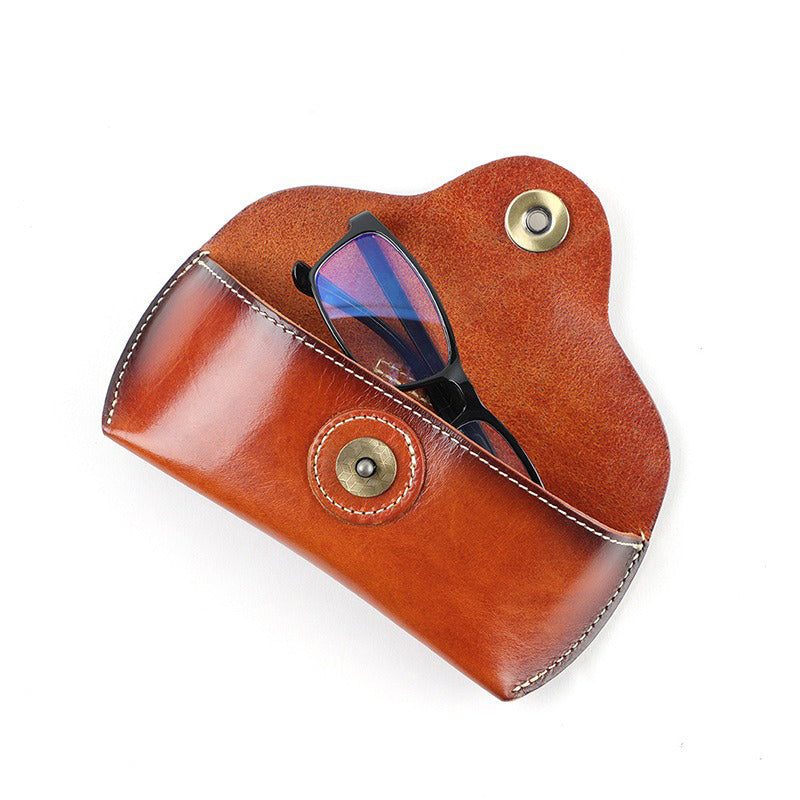 Retro Tanned Leather Glasses Case