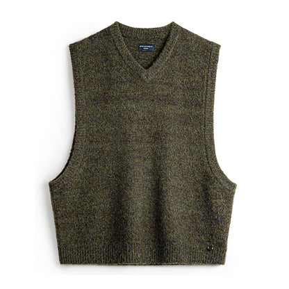 Retro Green V-neck Wool Vest