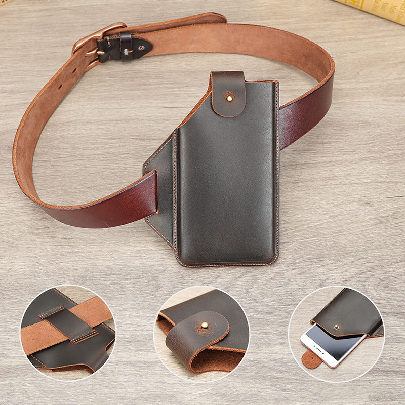 Retro Handmade Leather Phone Bags Waist Bags