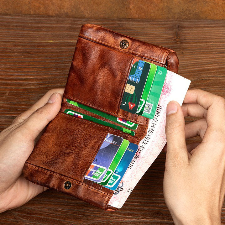 Retro Leather Handmade Short Wallets