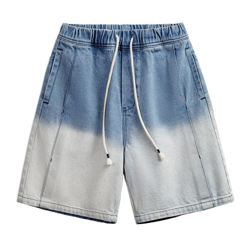 Retro Gradient Blue Washed Denim Shorts