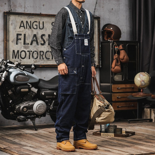 Retro Denim Multi-pockets Overall Jumpsuit
