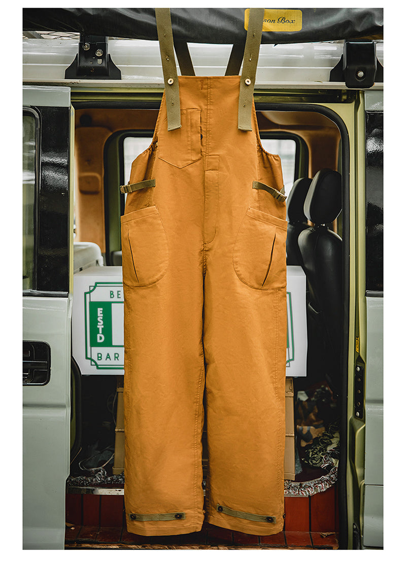 Vintage Casual Work Style Overalls In Khaki