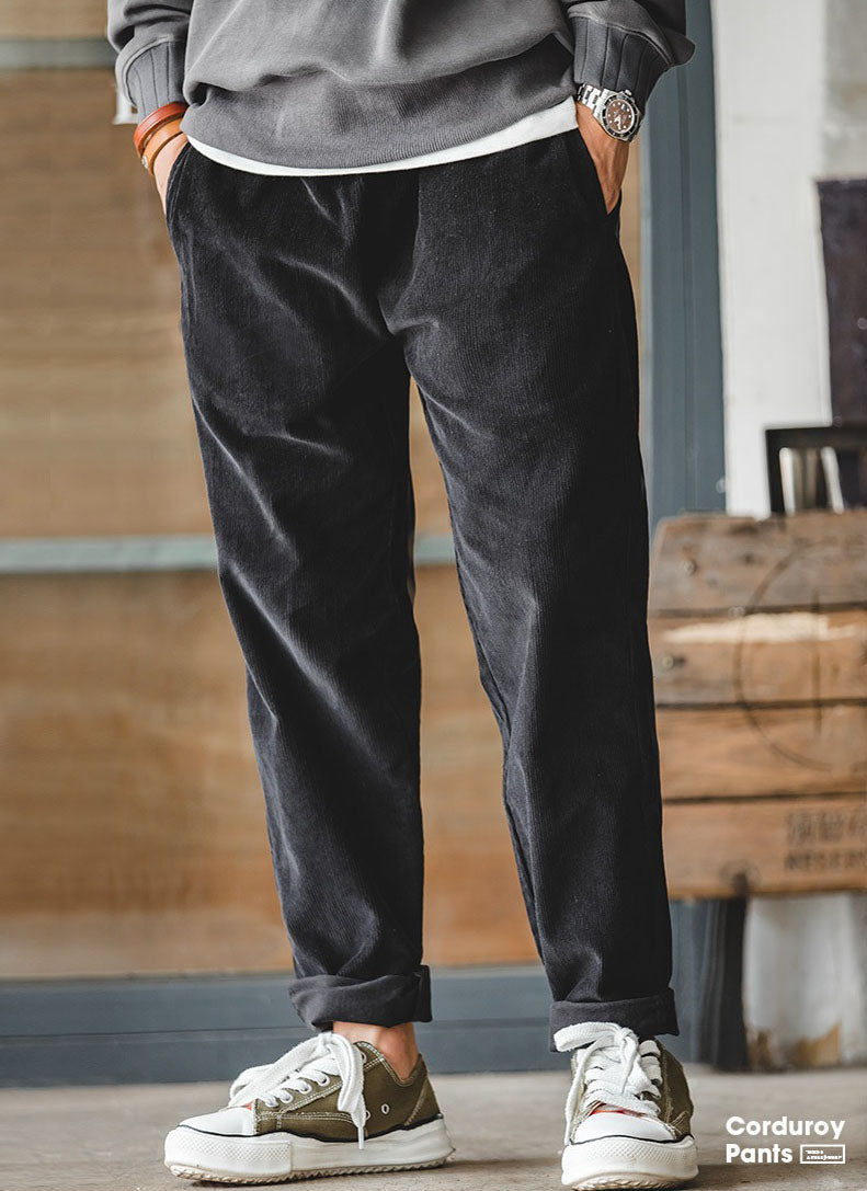 Retro Thick Corduroy Trousers Winter Casual Pants