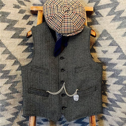 Retro Large Size Wool Herringbone Waistcoats