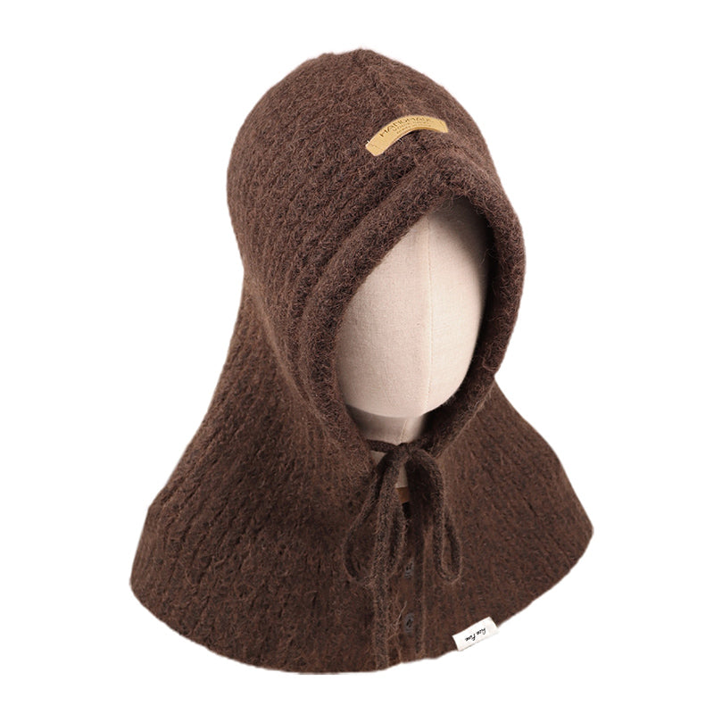 Retro Knitted Hooded Hat Tippet