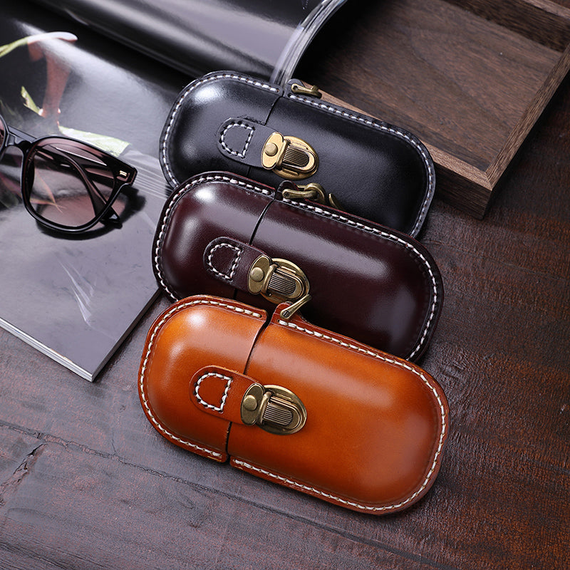 Retro Tanned Leather Glasses Case