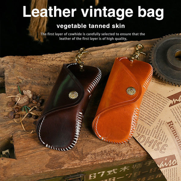 Retro Tanned Leather Glasses Case