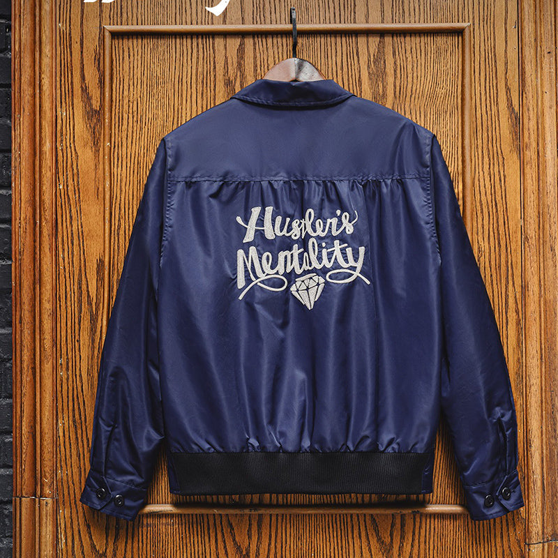 Retro Navy Blue Embroidery Work Jacket