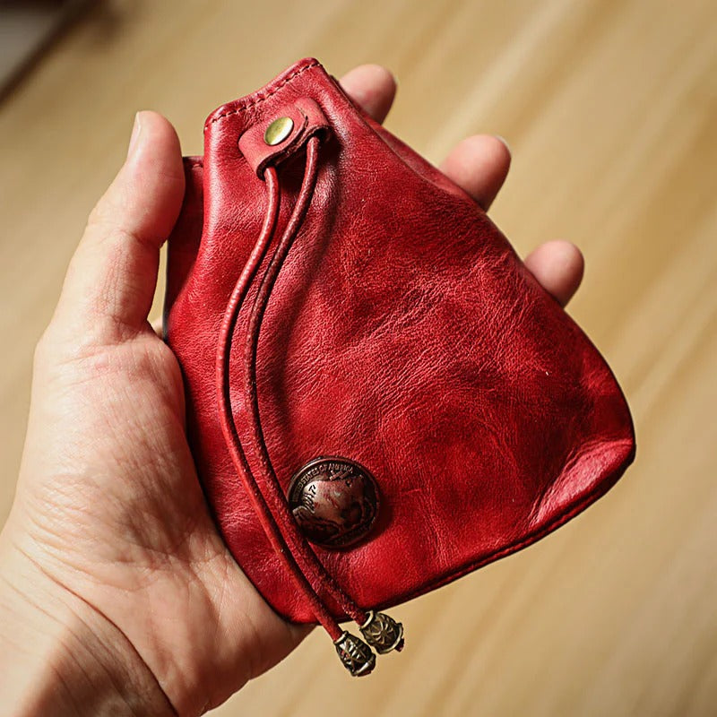 Retro Handmade Leather Card Holder Storage Bag Coin Wallet