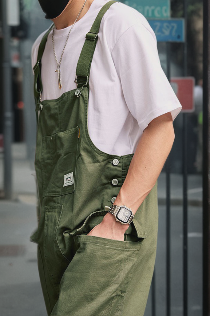 Retro Style Casual Multi-Pocket Overall Cargo Pants