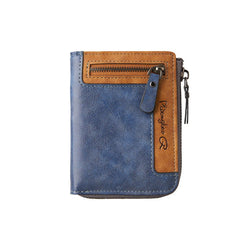 Retro Leather Zipper Short Wallet