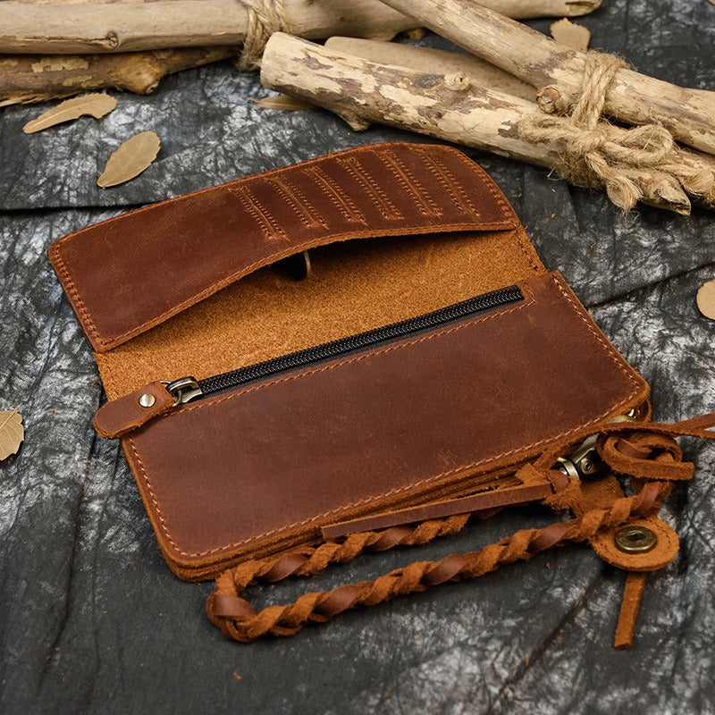 Retro Handmade Leather Multi-card Slots Long Wallet